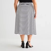 Liz Claiborne Womens Plus Mid Rise Midi A-Line Skirt