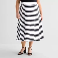 Liz Claiborne Womens Plus Mid Rise Midi A-Line Skirt