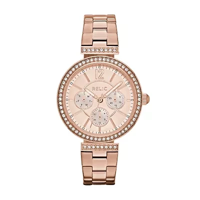 Relic By Fossil Womens Multi-Function Rose Goldtone Stainless Steel Bracelet Watch Zr15903