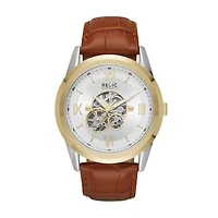 Relic By Fossil Mens Automatic Brown Strap Watch Zr77280