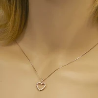 Womens 1/4 CT. T.W. Natural White Diamond 10K Gold Heart 18 Inch Pendant Necklace