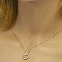 Womens 1/4 CT. T.W. Natural White Diamond 10K Gold Heart 18 Inch Pendant Necklace