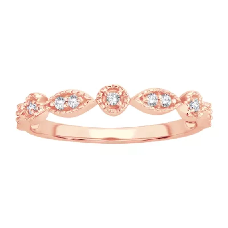 Womens 1/ CT. T.W. Natural White Diamond 10K Rose Gold Wedding Band
