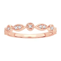 Womens 1/ CT. T.W. Natural White Diamond 10K Rose Gold Wedding Band