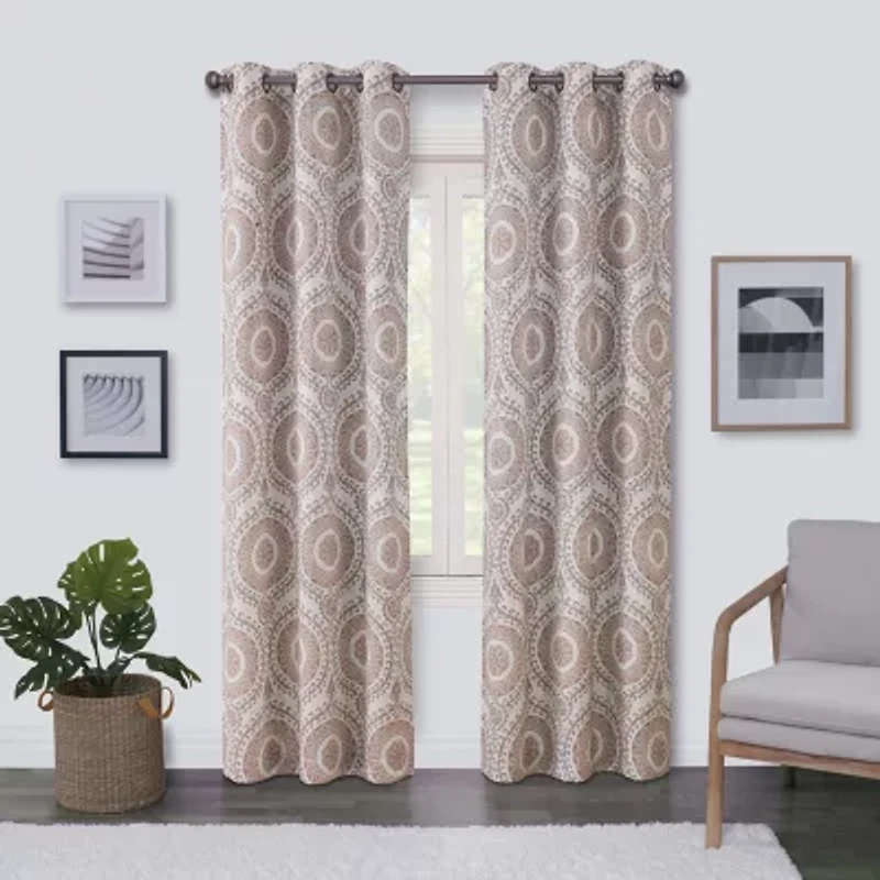 Regal Home Surfaces Medallion Grommet Top Light-Filtering Single Curtain Panel