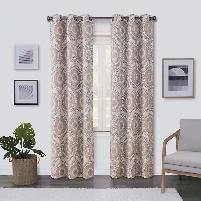 Regal Home Surfaces Medallion Grommet Top Light-Filtering Single Curtain Panel