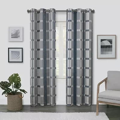 Regal Home Surfaces Plaid Grommet Top Light-Filtering Single Curtain Panel