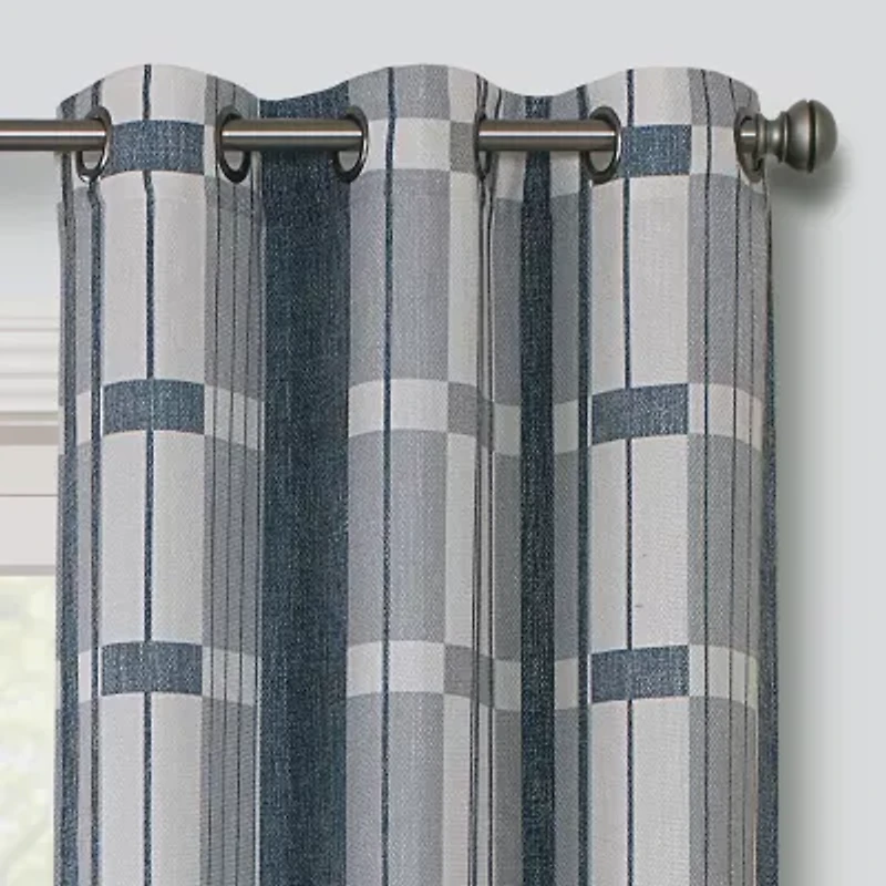 Regal Home Surfaces Plaid Grommet Top Light-Filtering Single Curtain Panel