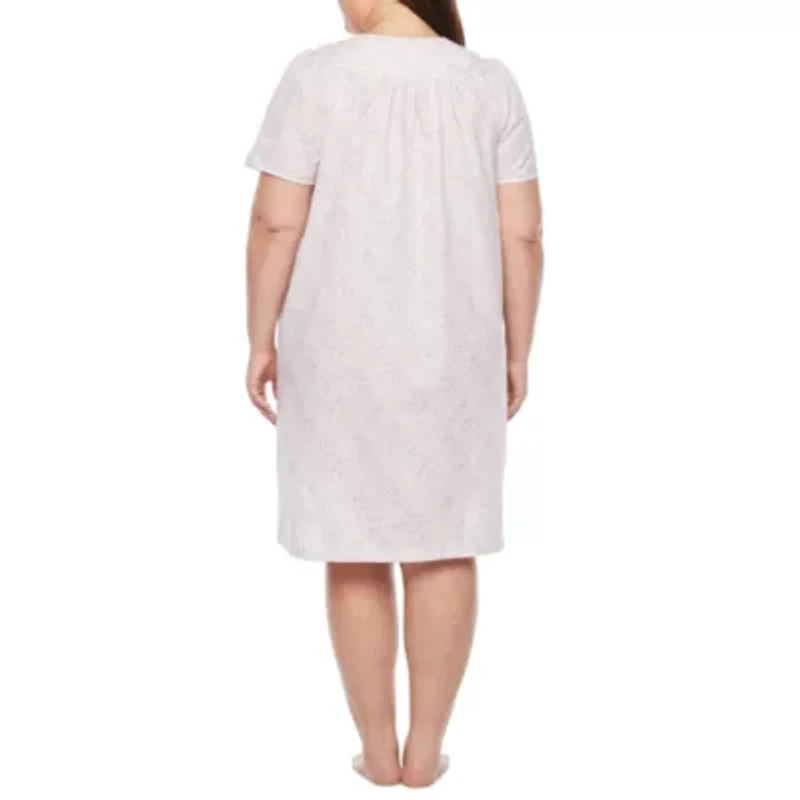 Lissome Womens Plus Short Sleeve Knee Length Robe