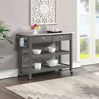 American Heritage Stainless Steel-Top Kitchen Cart with Wine Rack
