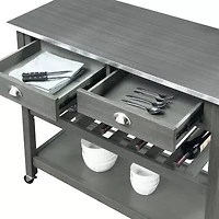 American Heritage Stainless Steel-Top Kitchen Cart with Wine Rack