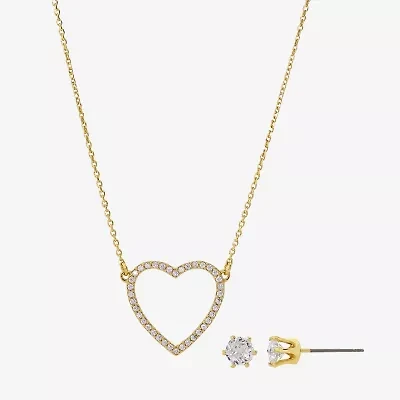 Sparkle Allure Womens Cubic Zirconia 14K Gold Over Brass Heart 2-pc. Jewelry Set