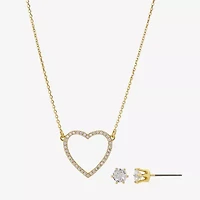 Sparkle Allure Womens Cubic Zirconia 14K Gold Over Brass Heart 2-pc. Jewelry Set