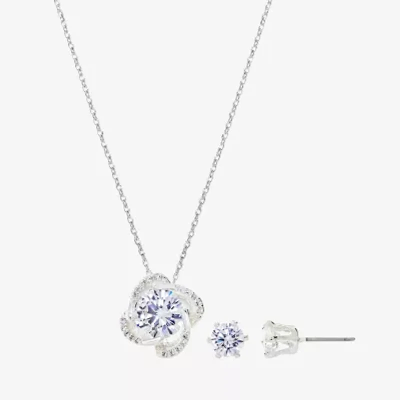 Sparkle Allure Womens Cubic Zirconia Pure Silver Over Brass Knot 2-pc. Jewelry Set