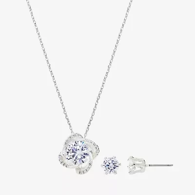 Sparkle Allure Womens Cubic Zirconia Pure Silver Over Brass Knot 2-pc. Jewelry Set