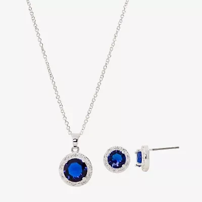 Sparkle Allure Womens Blue Cubic Zirconia Pure Silver Over Brass Round 2-pc. Jewelry Set