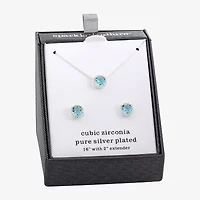 Sparkle Allure Womens Blue Cubic Zirconia Pure Silver Over Brass 2-pc. Jewelry Set