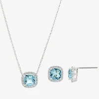 Sparkle Allure Womens Blue Cubic Zirconia Pure Silver Over Brass 2-pc. Jewelry Set