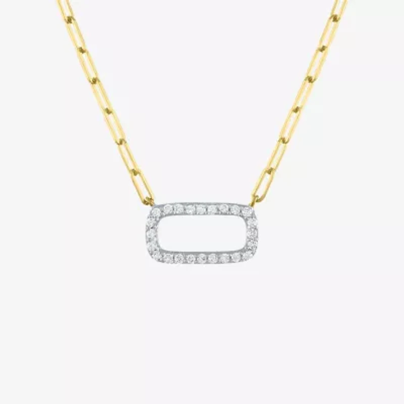 Diamond Addiction Womens 1/8 CT. T.W. Natural White 10K Gold Paperclip 18 Inch Pendant Necklace