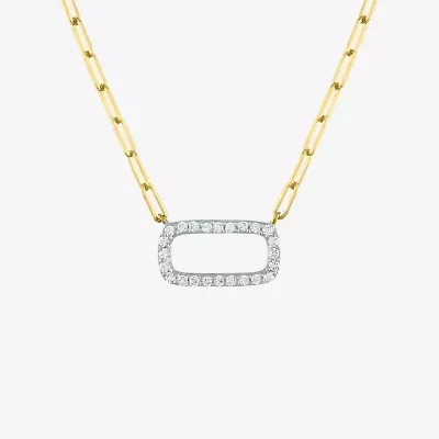 Diamond Addiction Womens 1/8 CT. T.W. Natural White 10K Gold Paperclip 18 Inch Pendant Necklace