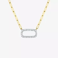 Diamond Addiction Womens 1/8 CT. T.W. Natural White 10K Gold Paperclip 18 Inch Pendant Necklace