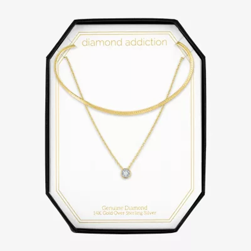 Womens Diamond Accent Natural White Diamond 2-pc. Necklace Set