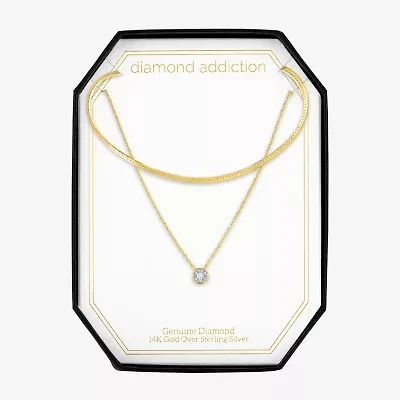 Womens Diamond Accent Natural White Diamond 2-pc. Necklace Set