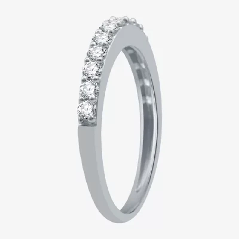 Classic Collection Womens 2MM 1/2 CT. T.W. Natural White Diamond 10K Gold Wedding Band