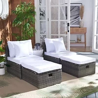 Pramla  4-pc. Patio Lounge Chair and Ottoman Set