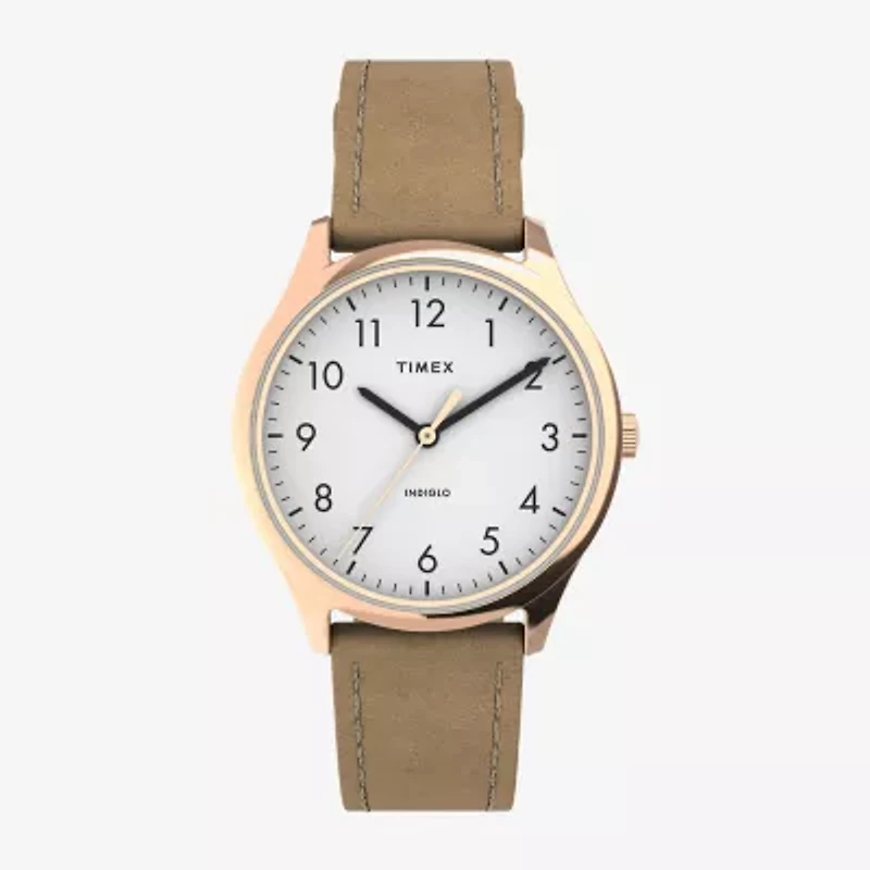 Timex Womens Rose Goldtone Leather Strap Watch Tw2t72400jt