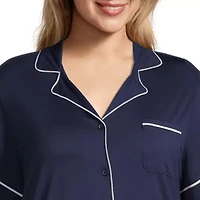 Liz Claiborne Cool and Calm Womens Short Sleeve Plus Pajama Top