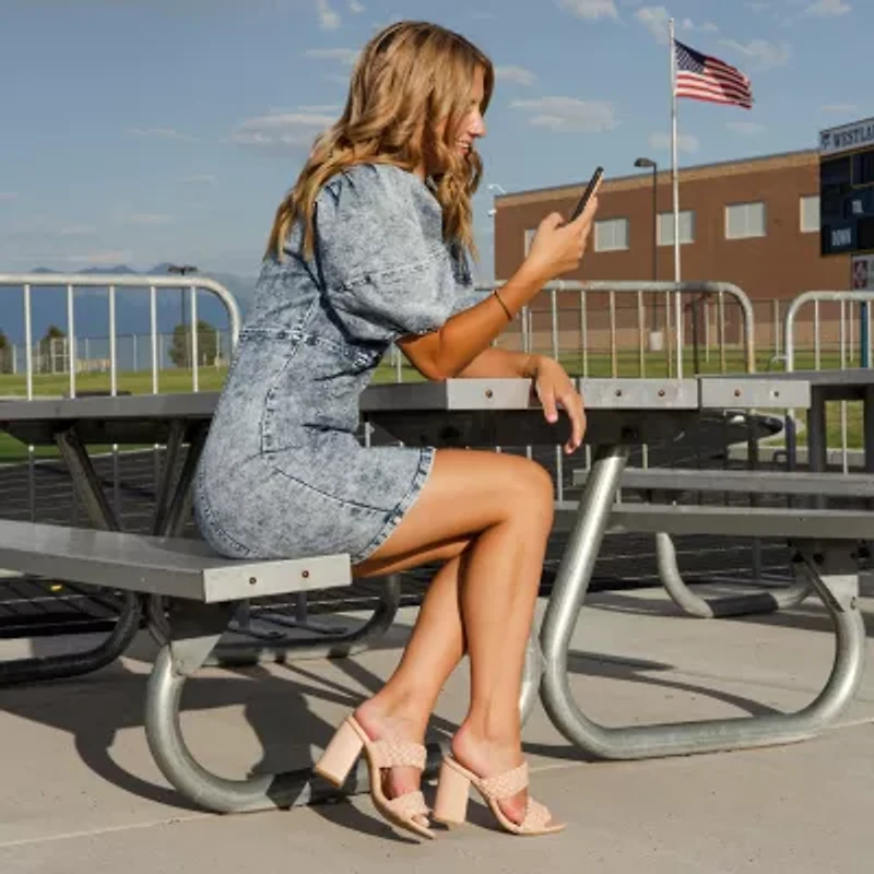 Journee Collection Melissa Womens Round Open Toe Block Heel Pumps