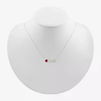 Abuela Womens Lab Created Red Ruby 10K Gold Sterling Silver Heart 18 Inch Pendant Necklace