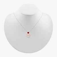 Madre Womens Lab Created Red Ruby 10K Rose Gold Sterling Silver Heart 18 Inch Pendant Necklace