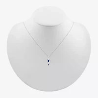 Sea Horse Womens Lab Created Blue Sapphire Sterling Silver 18 Inch Pendant Necklace