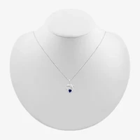 Dolphin Womens Diamond Accent Lab Created Blue Sapphire Sterling Silver 18 Inch Pendant Necklace