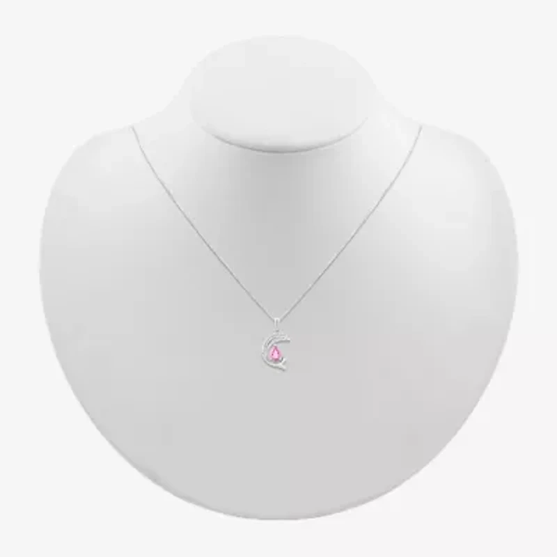 Dolphin Womens Diamond Accent Lab Created Pink Sapphire Sterling Silver 18 Inch Pendant Necklace