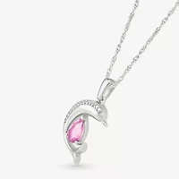 Dolphin Womens Diamond Accent Lab Created Pink Sapphire Sterling Silver 18 Inch Pendant Necklace