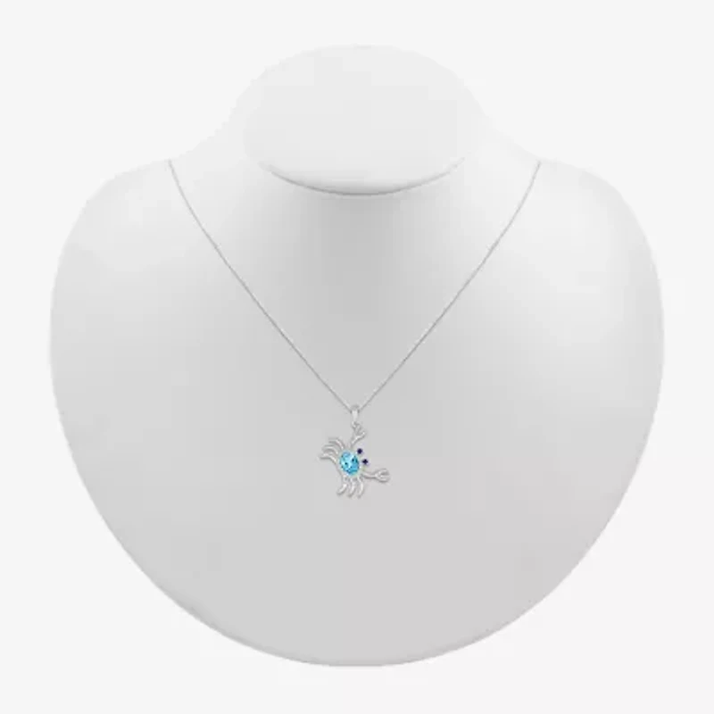 Crab Womens Genuine Blue Topaz Sterling Silver 18 Inch Pendant Necklace