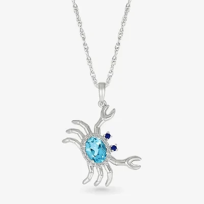 Crab Womens Genuine Blue Topaz Sterling Silver 18 Inch Pendant Necklace