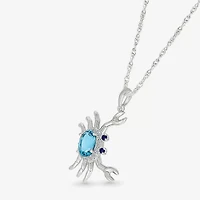 Crab Womens Genuine Blue Topaz Sterling Silver 18 Inch Pendant Necklace