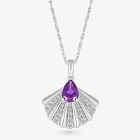 Seashell Womens Genuine Purple Amethyst Sterling Silver 18 Inch Pendant Necklace