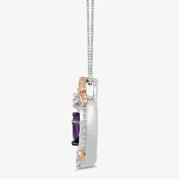Enchanted Disney Fine Jewelry Womens 1/8 CT. T.W. Genuine Purple Amethyst 14K Rose Gold Over Silver 18 Inch Pendant Necklace
