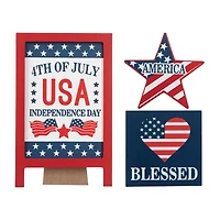 Glitzhome Wooden Usa Sign 3-pc. Tabletop Decor