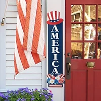 Glitzhome Wooden America Christmas Porch Sign