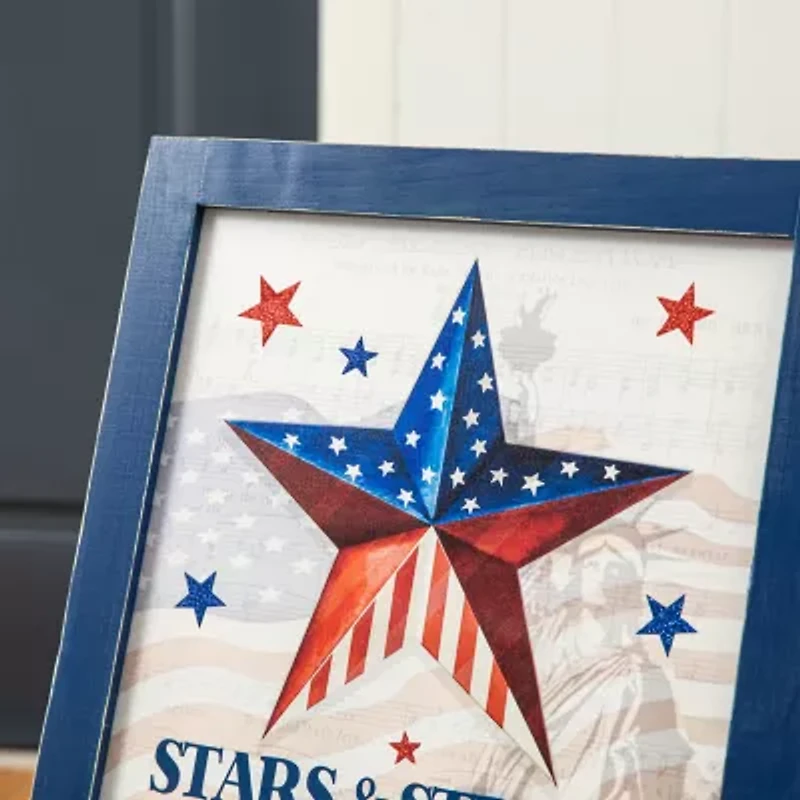 Glitzhome Americana Wooden Easel Christmas Porch Sign