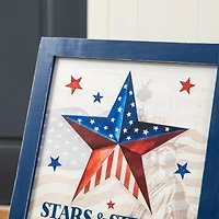 Glitzhome Americana Wooden Easel Christmas Porch Sign