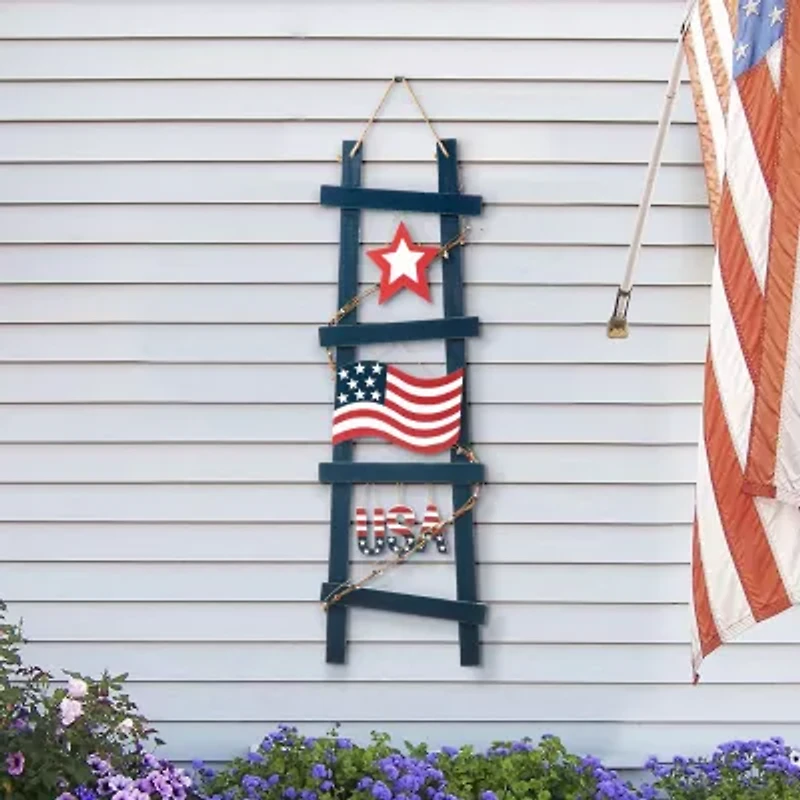 Glitzhome Ladder-Shaped Usa Christmas Porch Sign