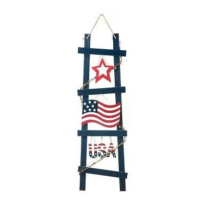 Glitzhome Ladder-Shaped Usa Christmas Porch Sign