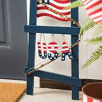 Glitzhome Ladder-Shaped Usa Christmas Porch Sign